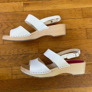 Swedish Hasbeens white leather low heel sandal Euro 40 US 9